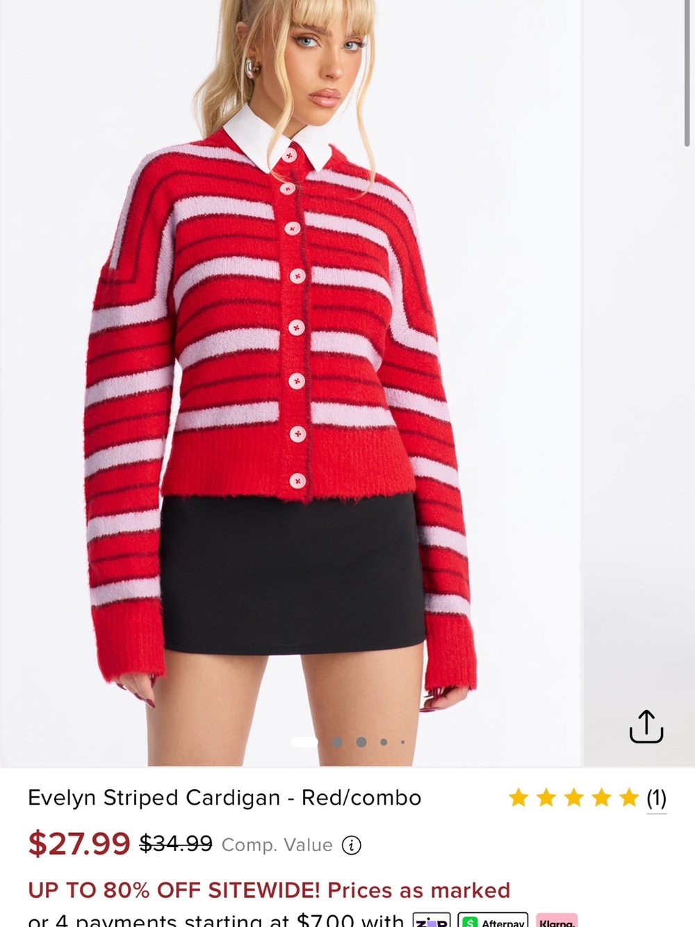 Fashion Nova Striped Cardigan Sweater - Red Combo